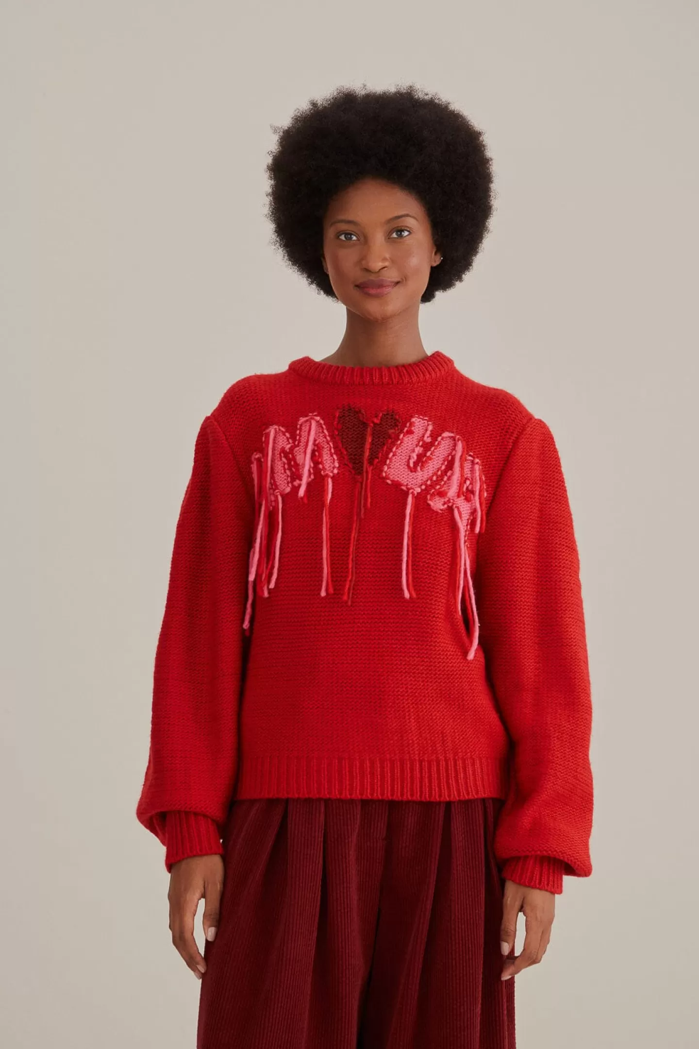 FARM Rio  AMOUR EMBROIDERED KNIT SWEATER