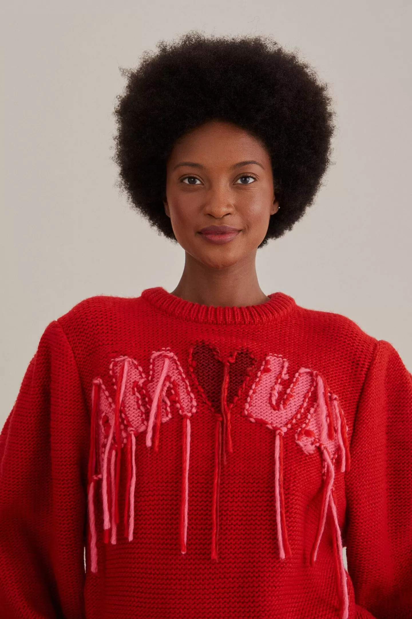 FARM Rio  AMOUR EMBROIDERED KNIT SWEATER