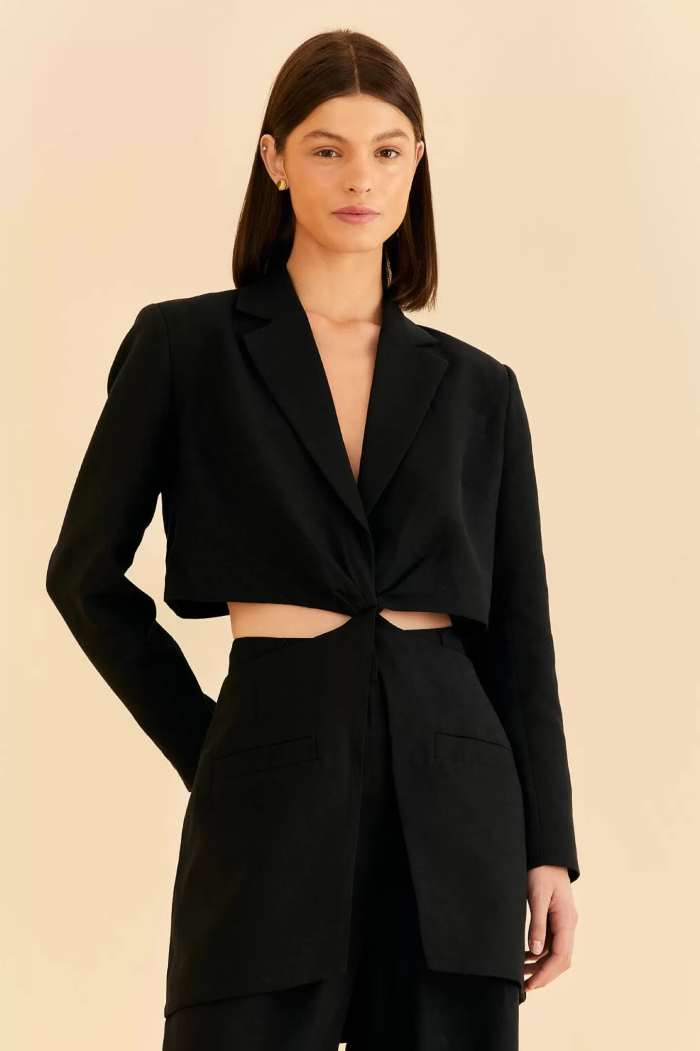 FARM Rio  BLACK CUT OUT BLAZER