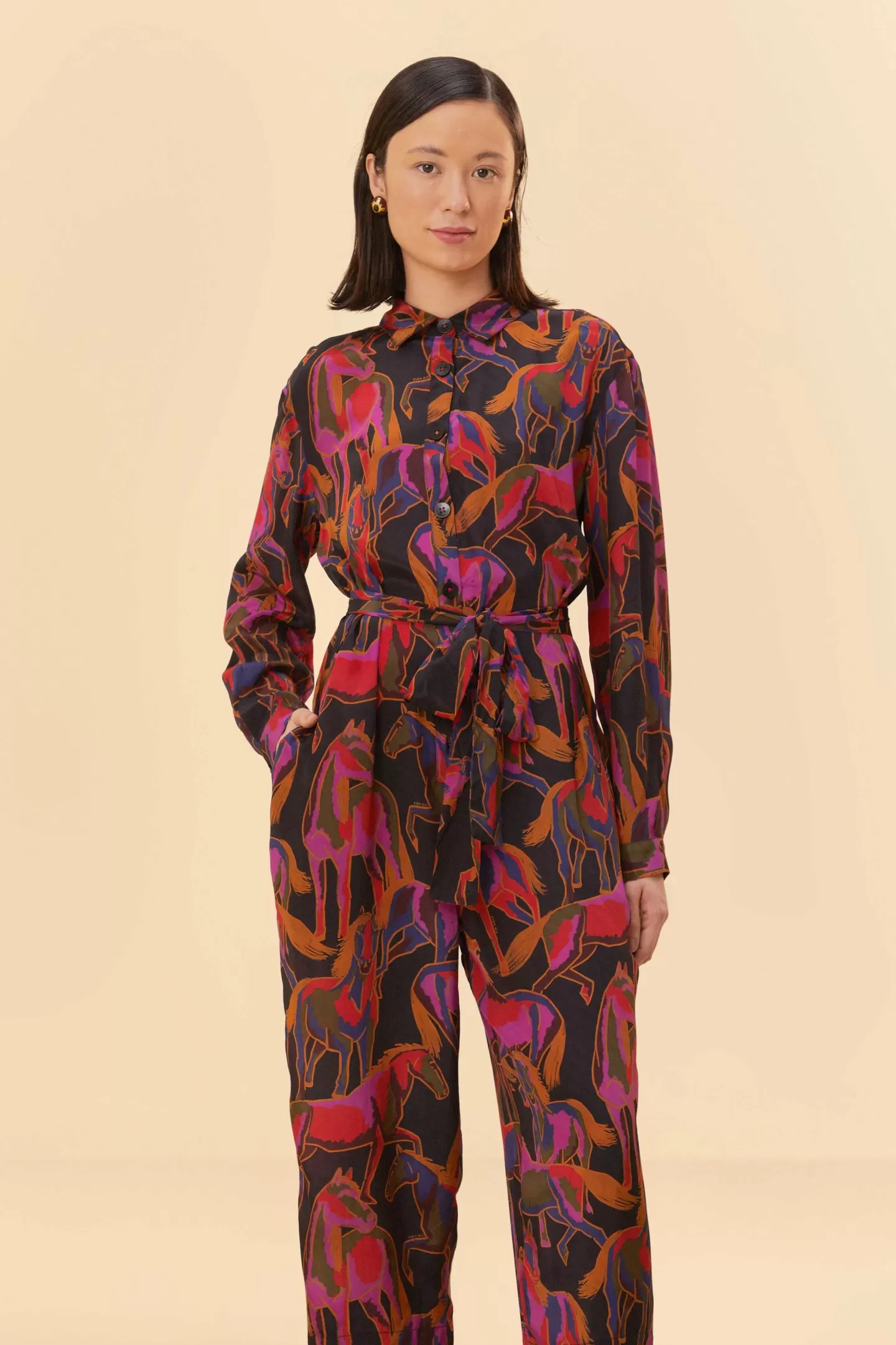 FARM Rio  BLACK WILD HORSES JUMPSUIT