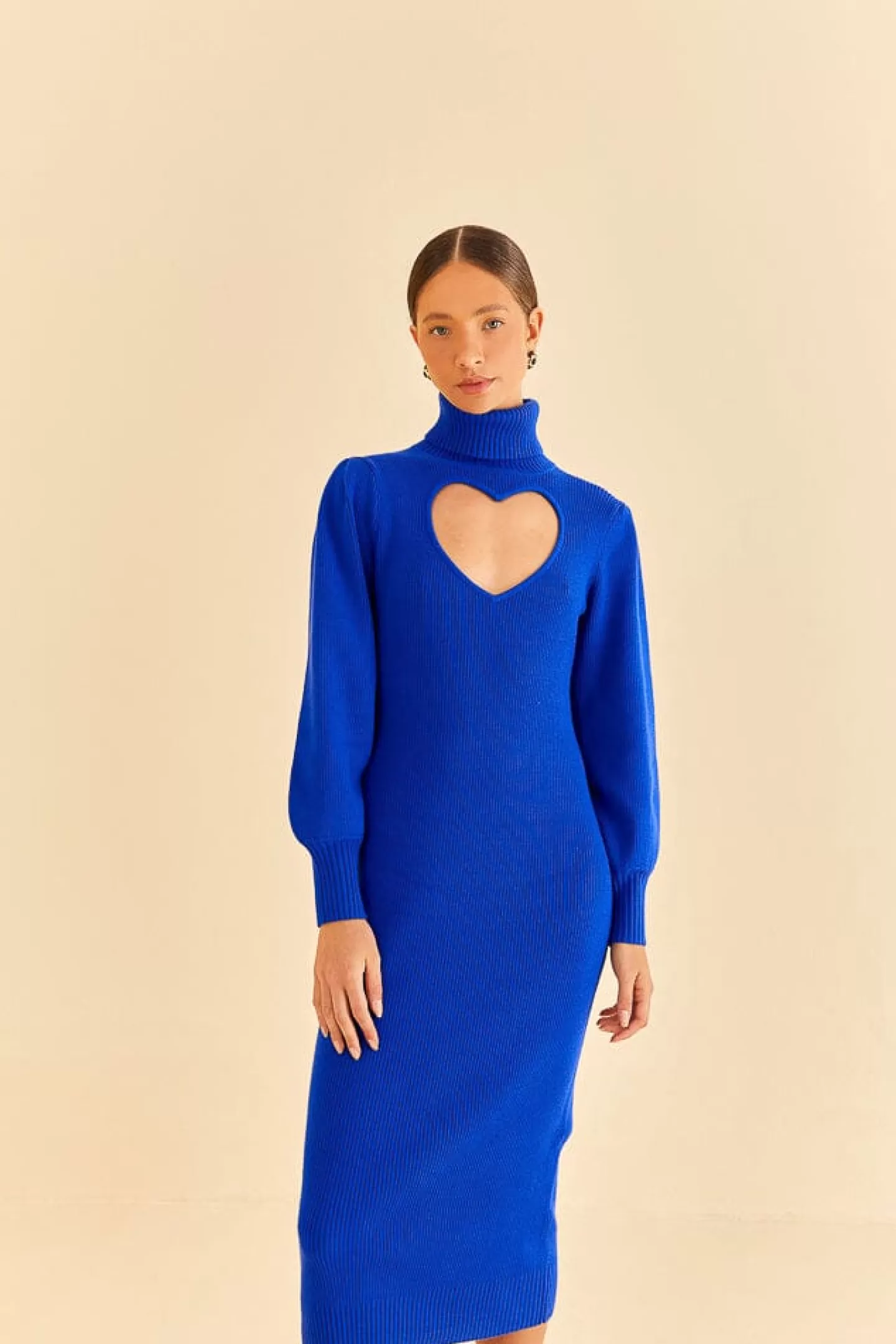 FARM Rio  BLUE HEART NECKLINE KNIT DRESS