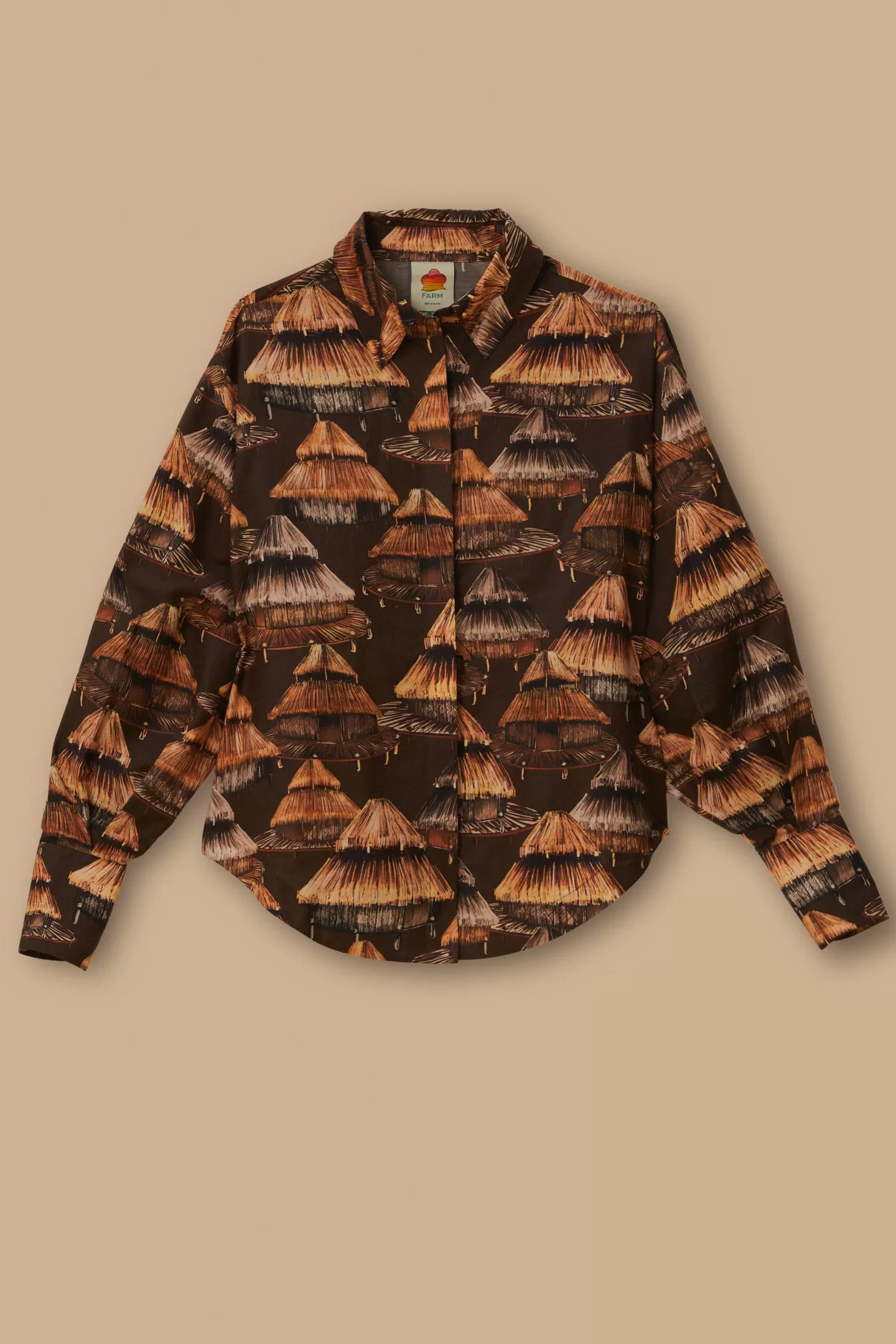 FARM Rio  BROWN SHUHU SHIRT LONG SLEEVES