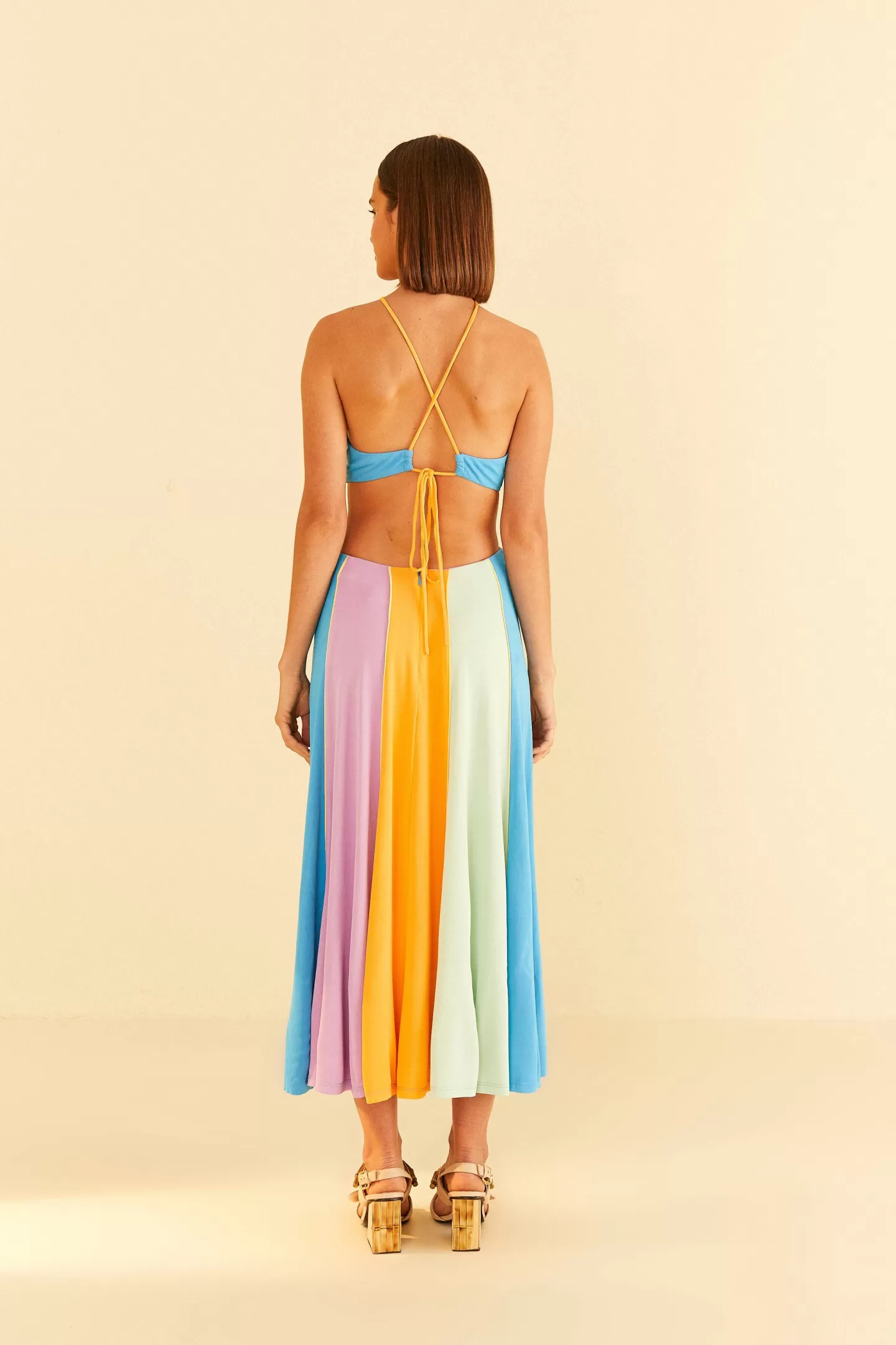 FARM Rio  COLOR BLOCKING SLEEVELESS MAXI DRESS