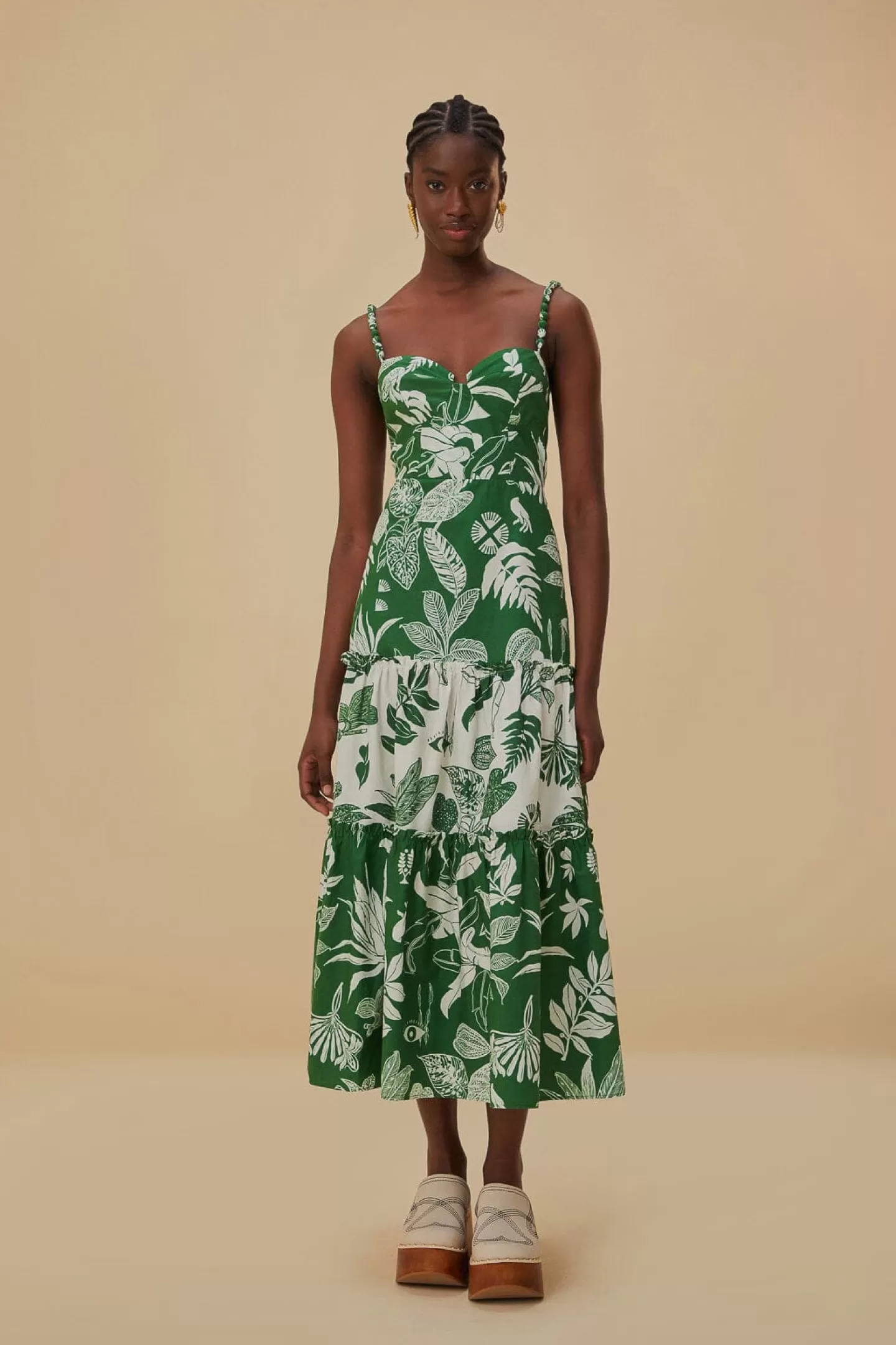 FARM Rio  FOREST SOUL MIX MIDI DRESS