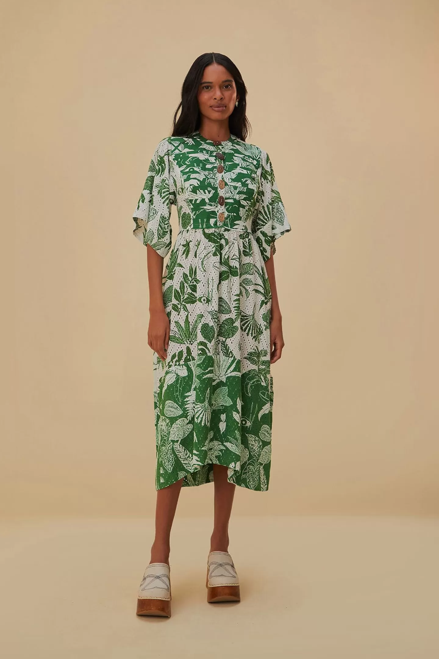 FARM Rio  FOREST SOUL SHORT SLEEVE MIDI DRESS