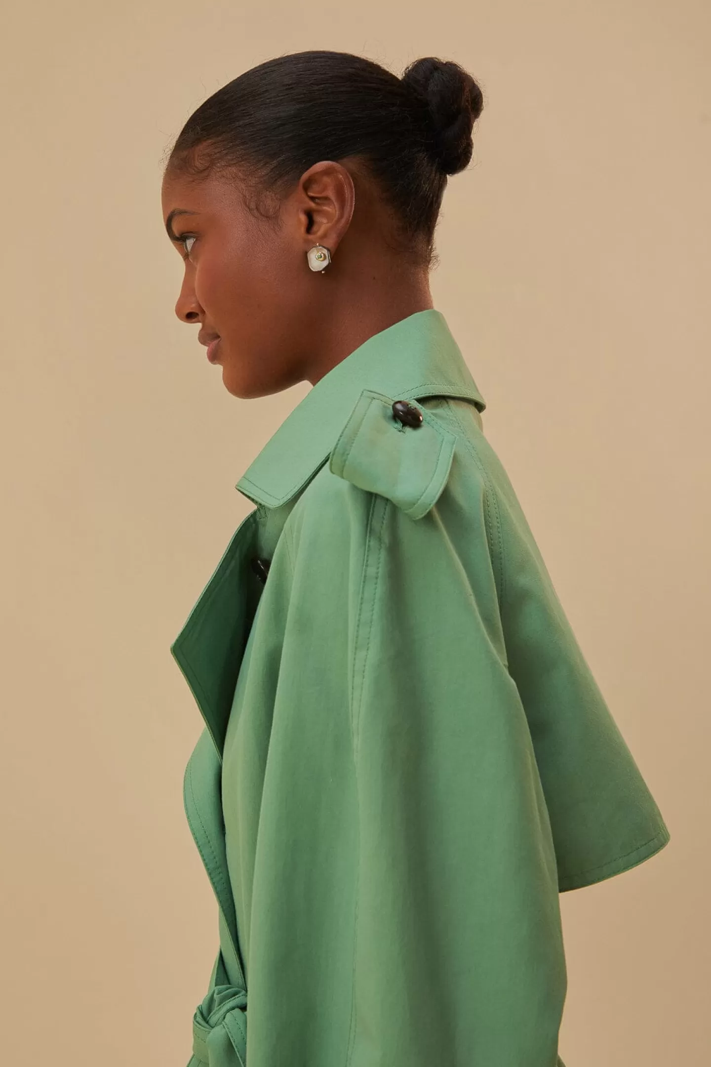 FARM Rio  GREEN SHORT TRENCH COAT