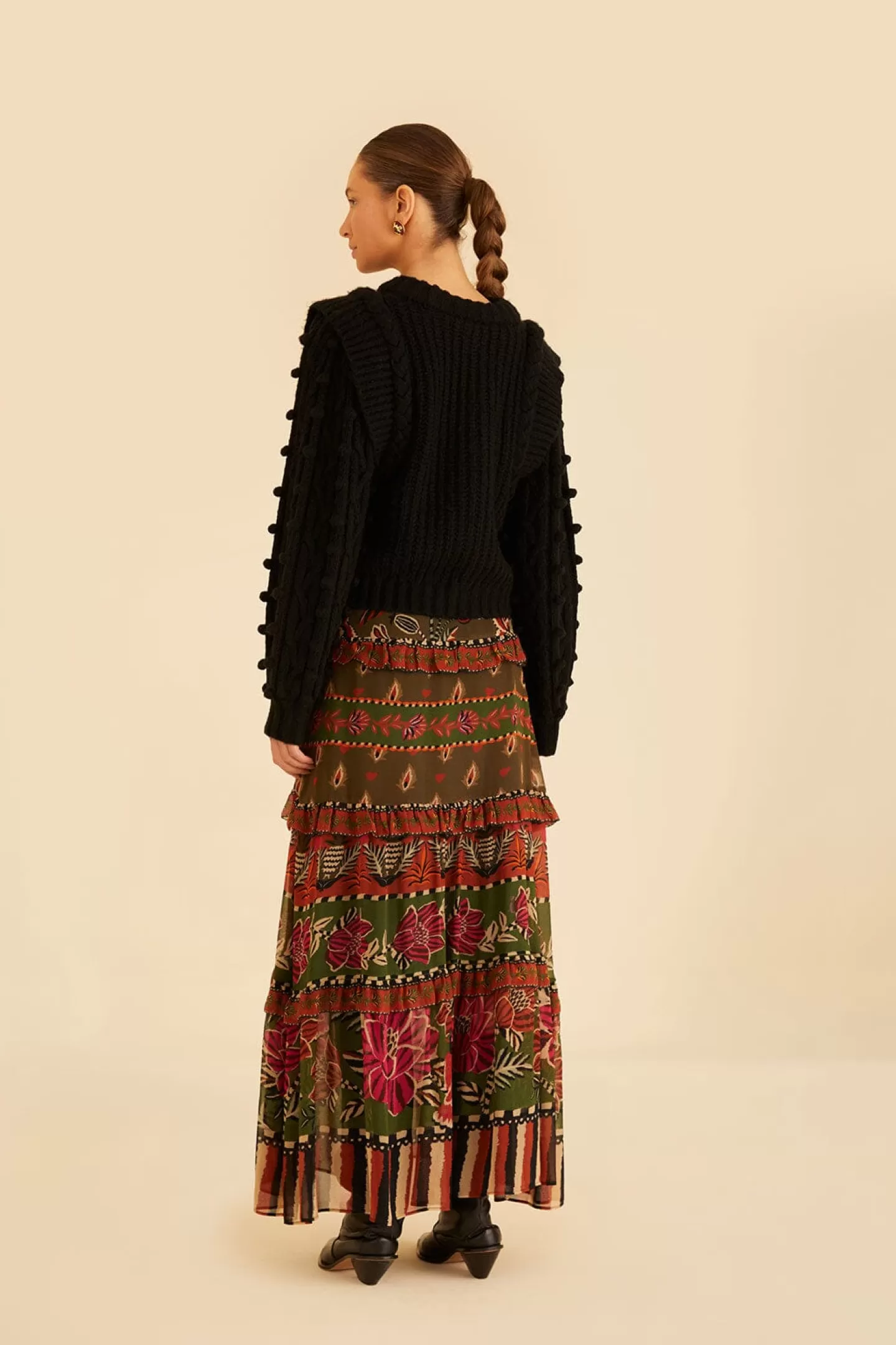 FARM Rio  MULTICOLOR AINIKA FLORAL GARDEN TIERED MAXI SKIRT
