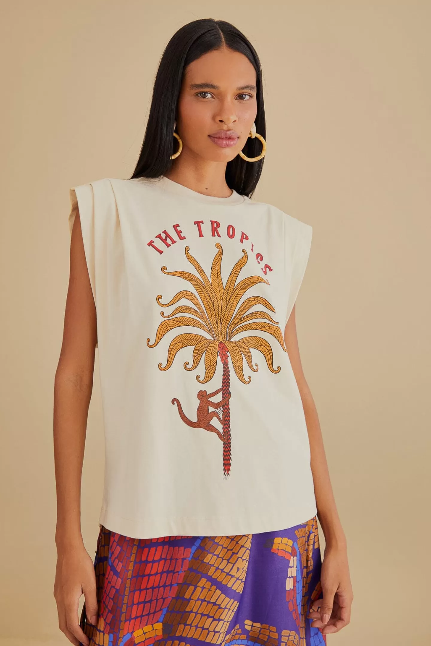 FARM Rio  THE TROPICS PLEAT ORGANIC COTTON T-SHIRT