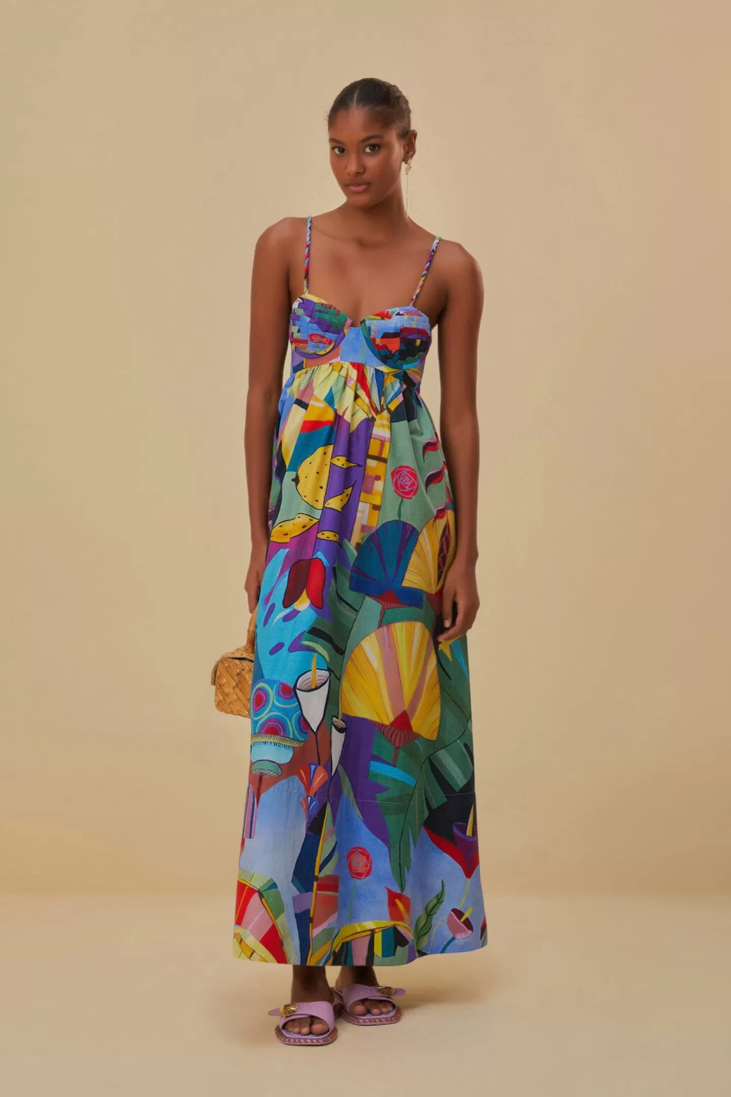 FARM Rio  TROPICAL SCENARIO SLEEVELESS MAXI DRESS