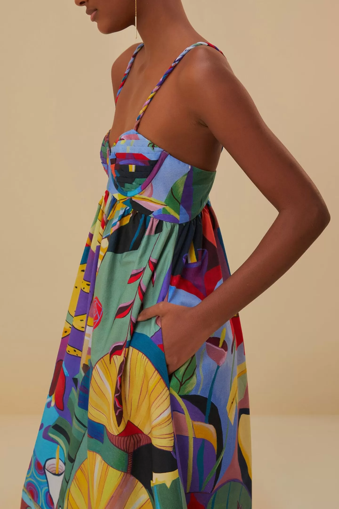 FARM Rio  TROPICAL SCENARIO SLEEVELESS MAXI DRESS